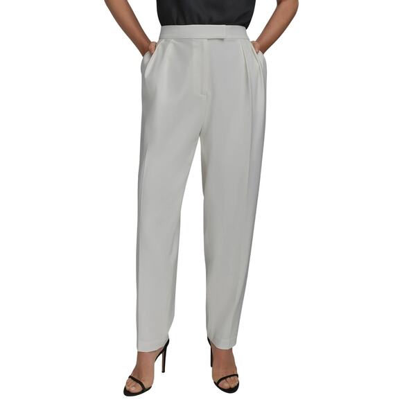 Donna Karan New York Pants - Donna Karan New York Women's Pleated Straight-Leg Pants in Cream
